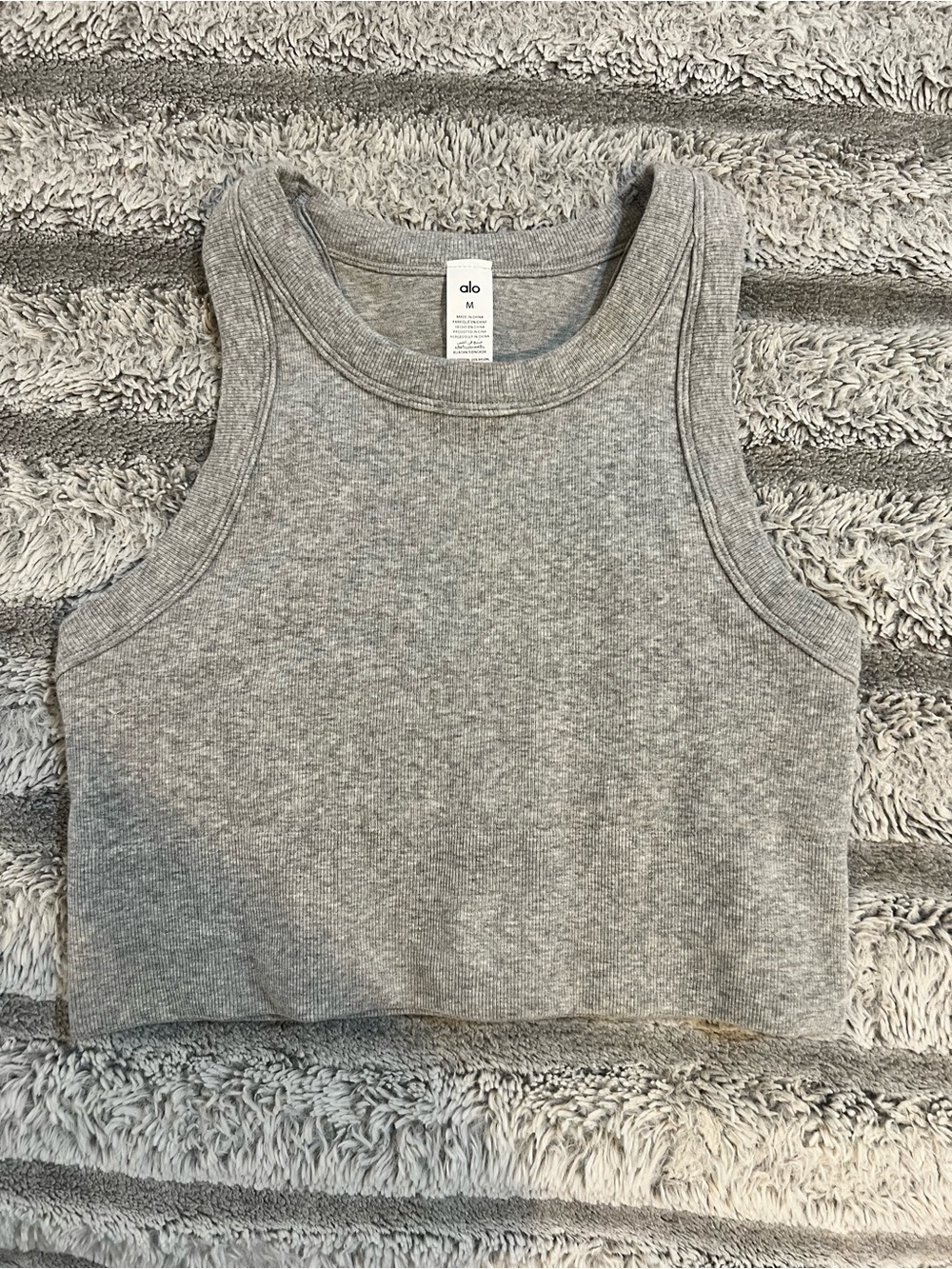 ALO Yoga Gray Ribbed Cropped Tank